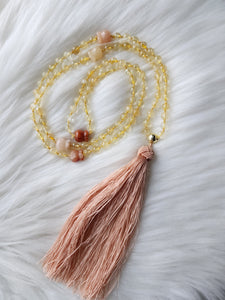 Citrine w/ Peach Aventurine Mala 6mm