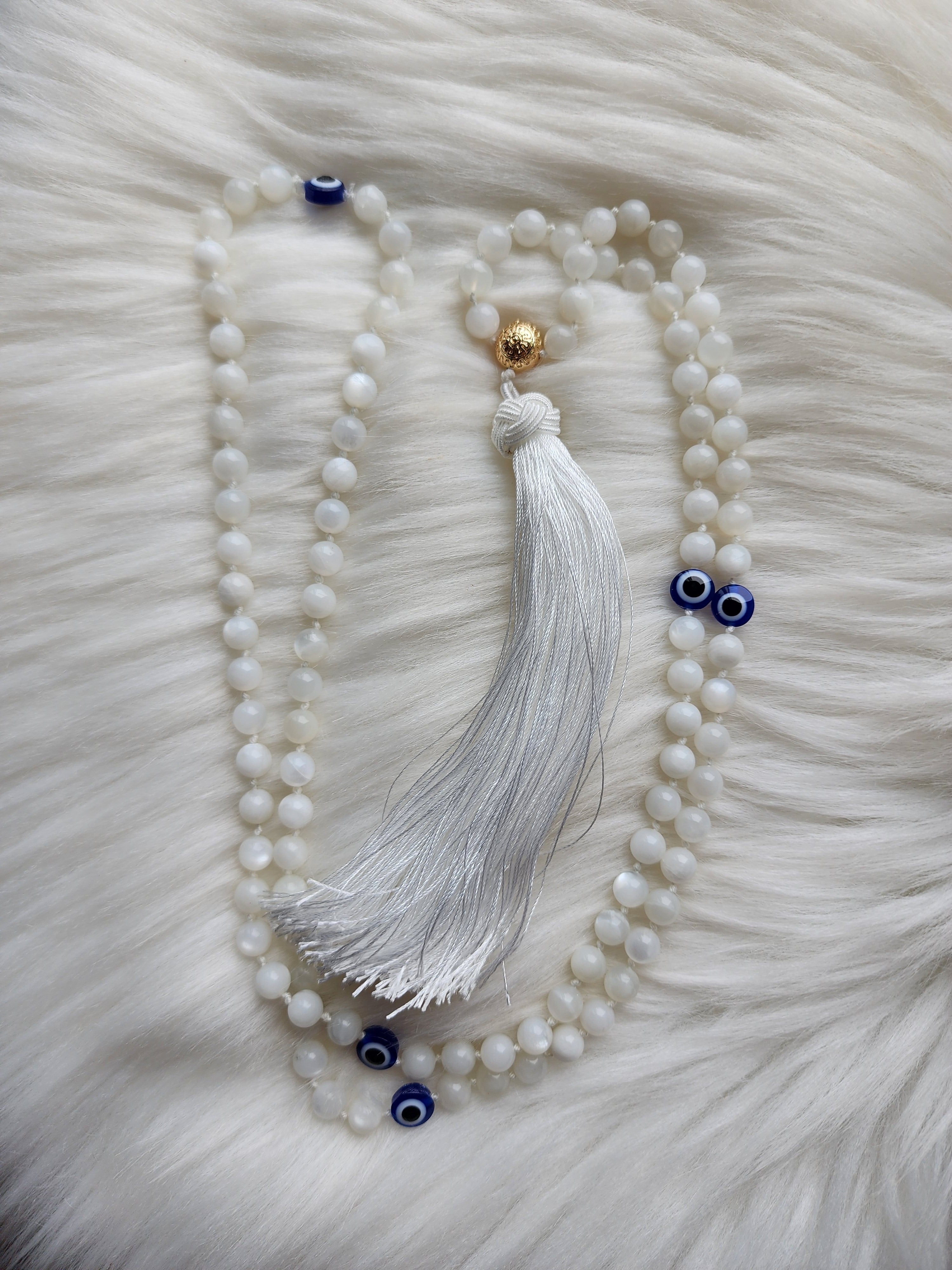 Moonstone w/ Evil Eye Mala 6mm